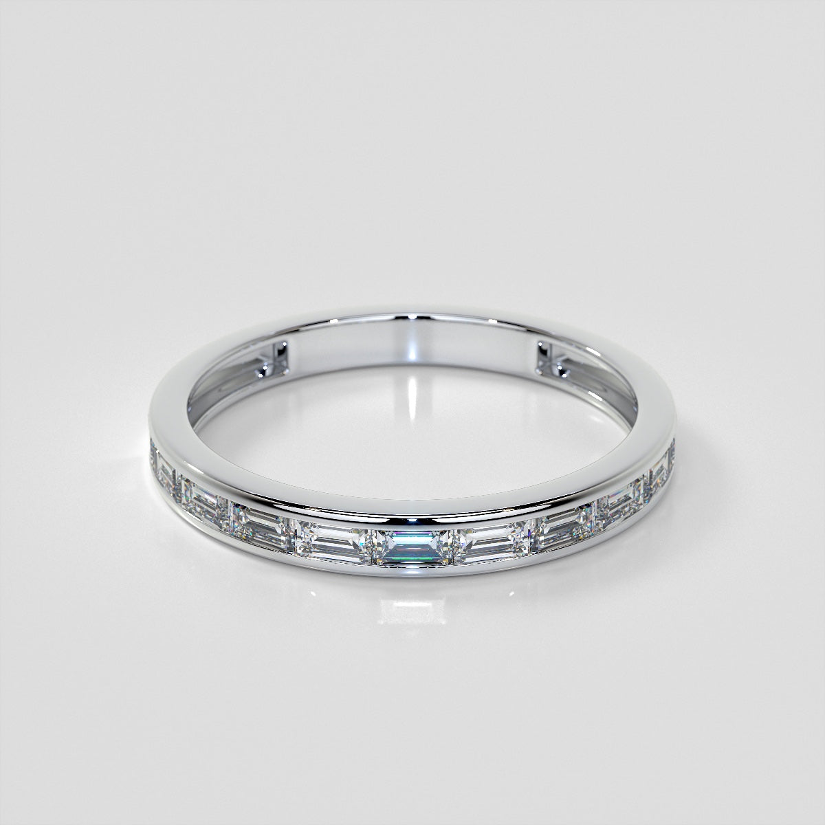 2.0CT Radiant Cut Lab Grown Channel Baguettes Engagement Ring