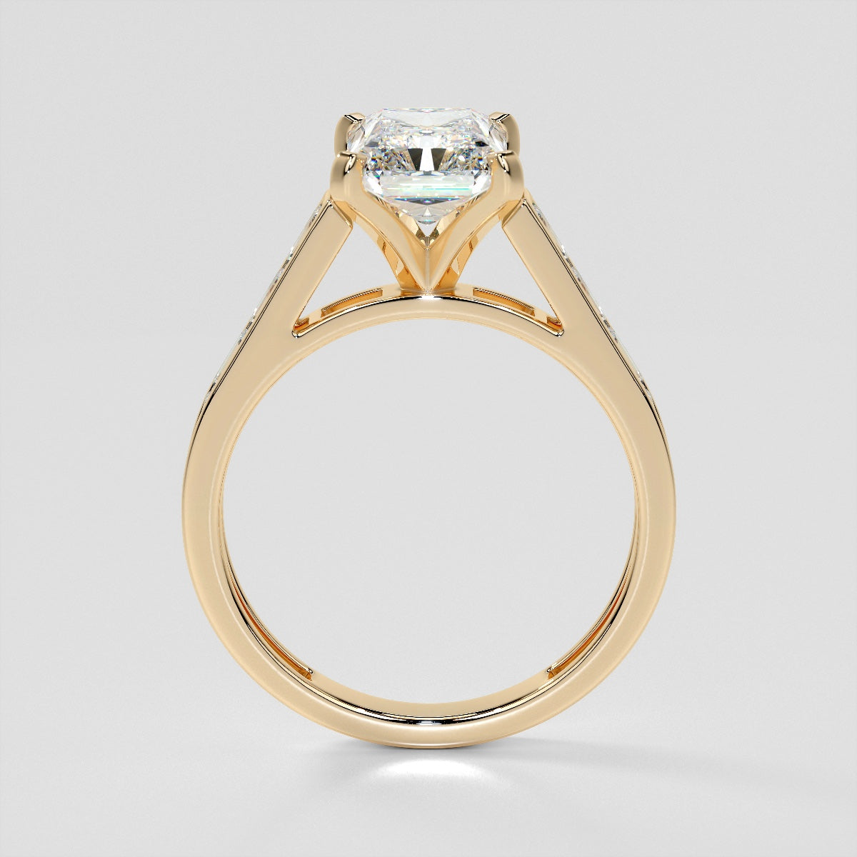 2.0CT Radiant Cut Lab Grown Channel Baguettes Engagement Ring