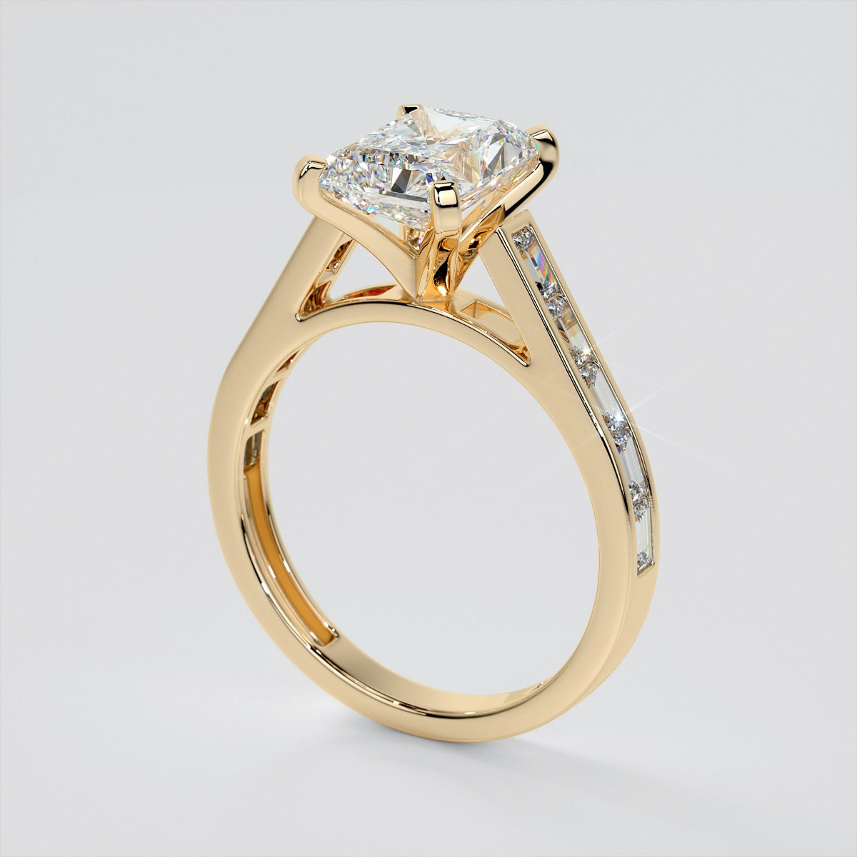 Radiant Cut Channel Baguettes Wedding Set