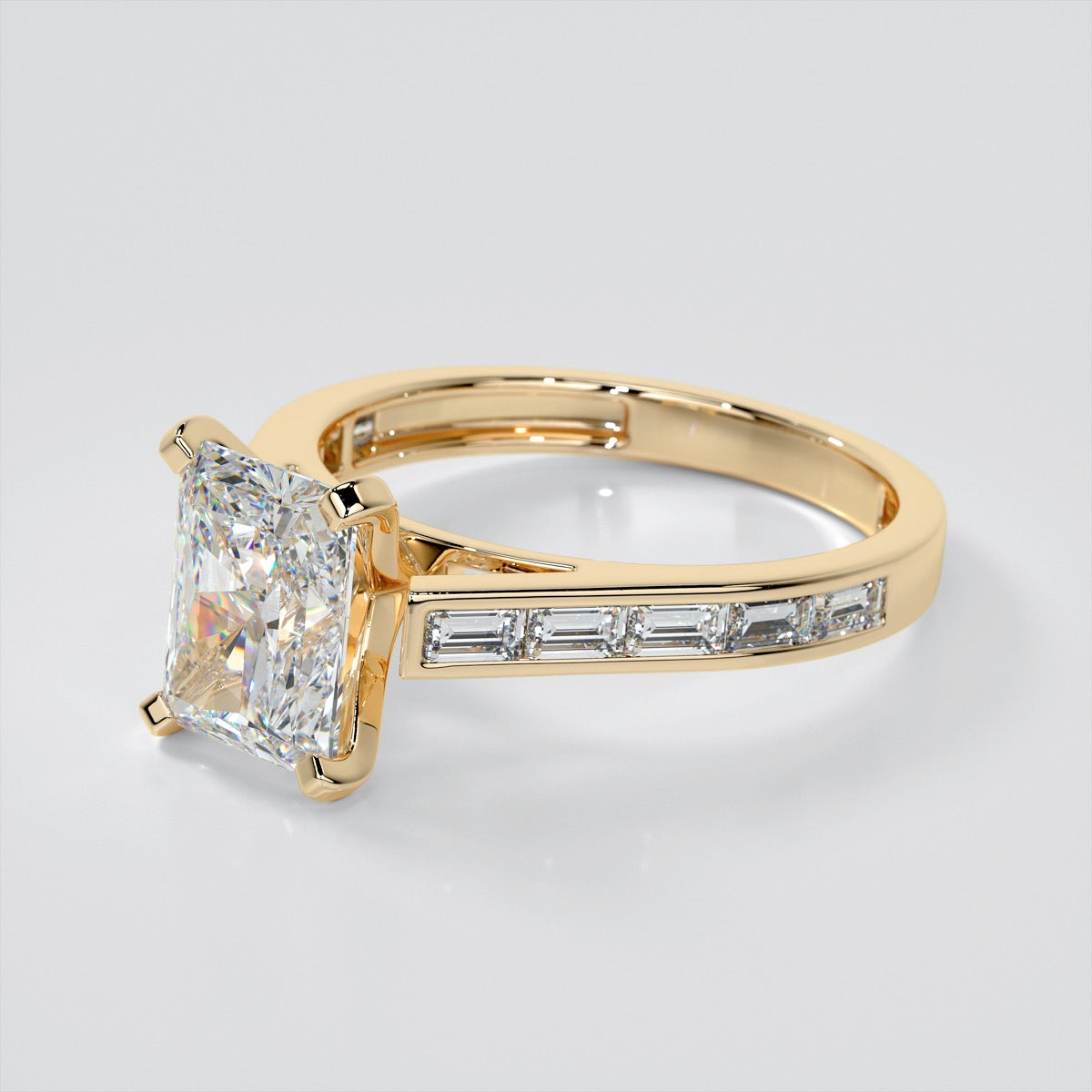 Radiant Cut Channel Baguettes Wedding Set