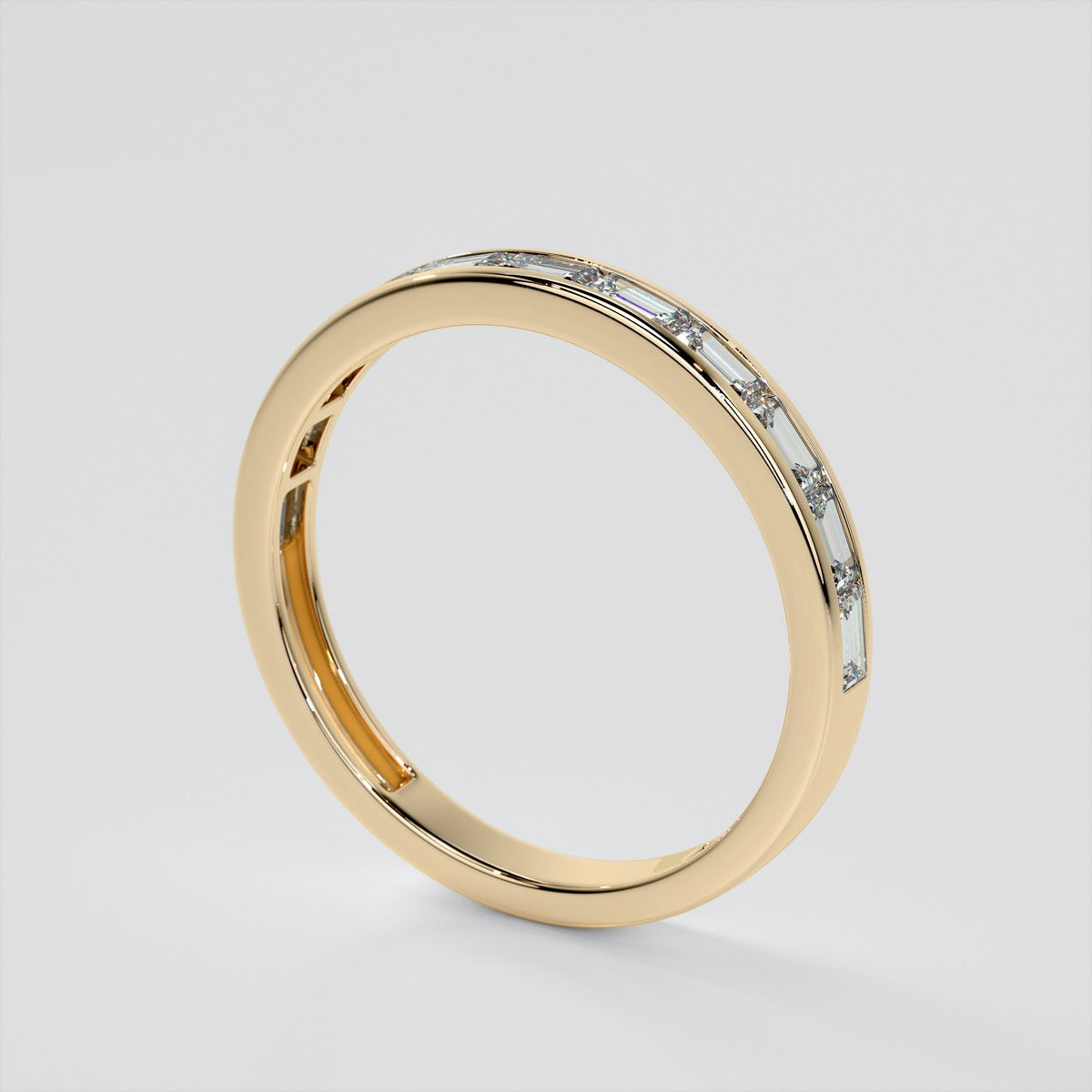 Radiant Cut Channel Baguettes Engagement Ring