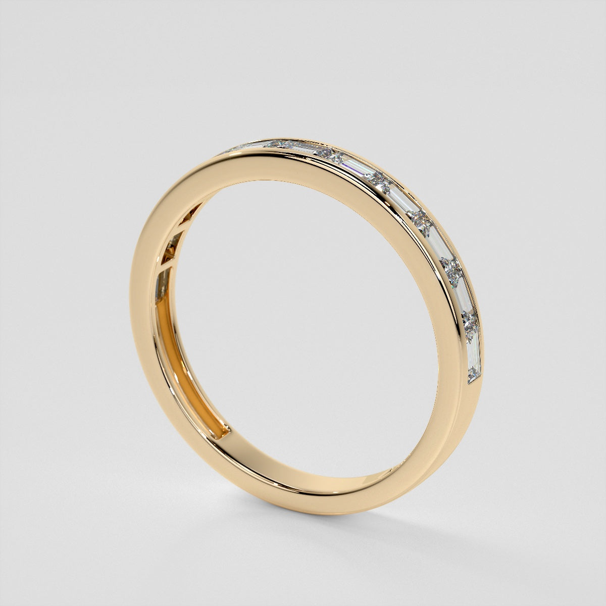 2.0CT Radiant Cut Lab Grown Channel Baguettes Engagement Ring
