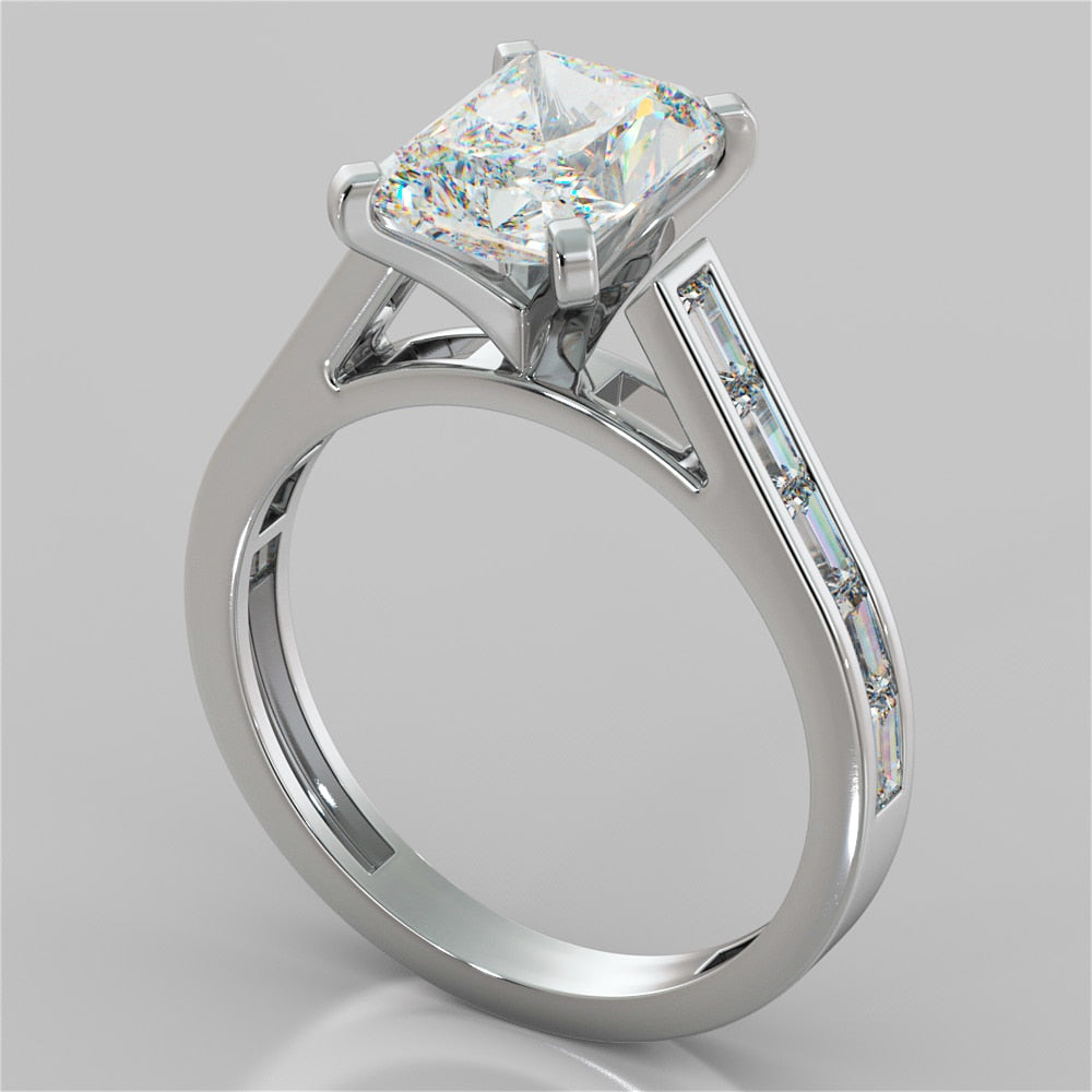 Radiant Cut Channel Baguettes Trio Wedding Set