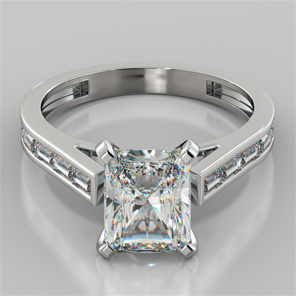 Radiant Cut Channel Baguettes Trio Wedding Set
