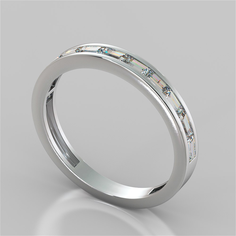 Radiant Cut Channel Baguettes Trio Wedding Set
