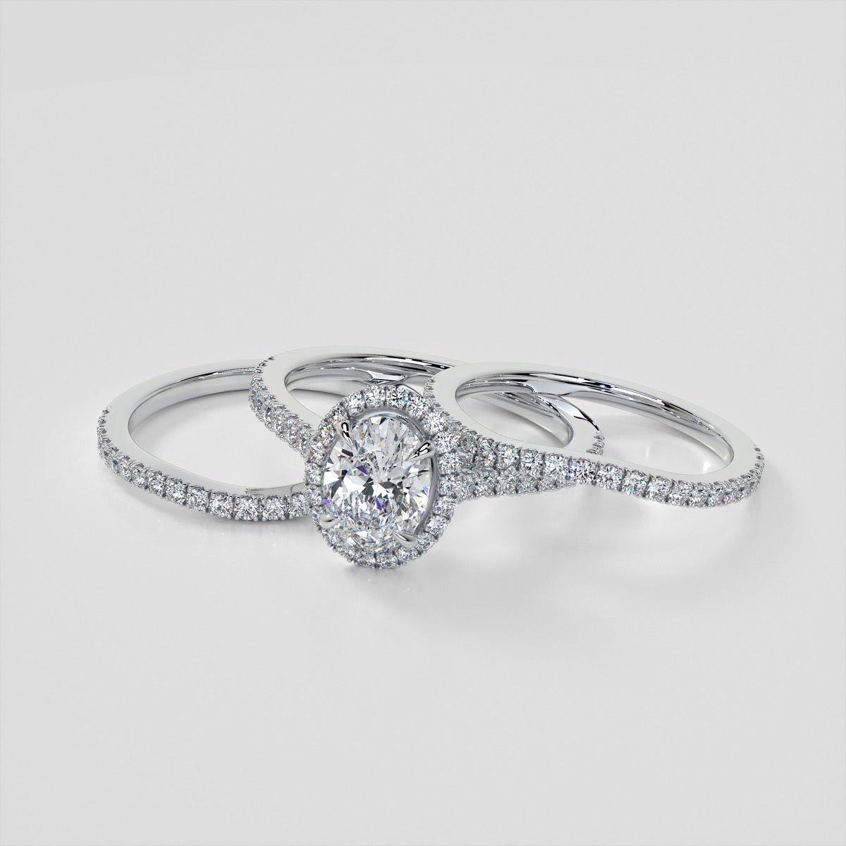 Lab Grown Diamond Oval Cut Halo Engagement Ring With Accents