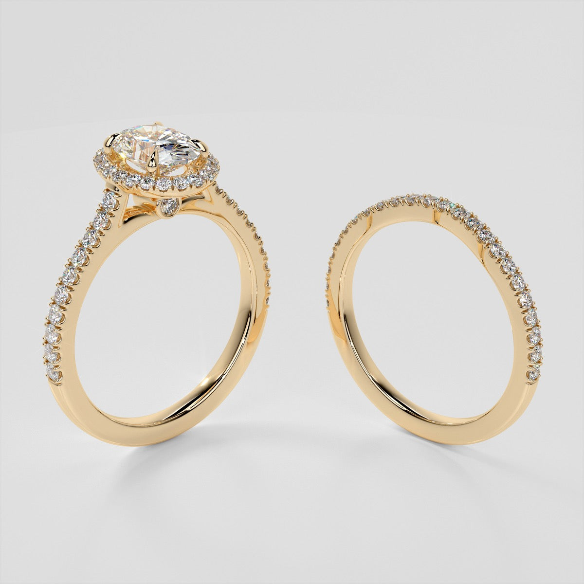 Lab Grown Diamond Oval Cut Halo Engagement Ring With Accents