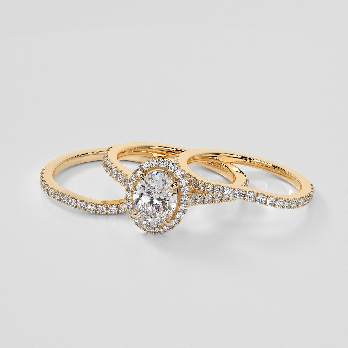 Lab Grown Diamond Oval Cut Halo Engagement Ring With Accents