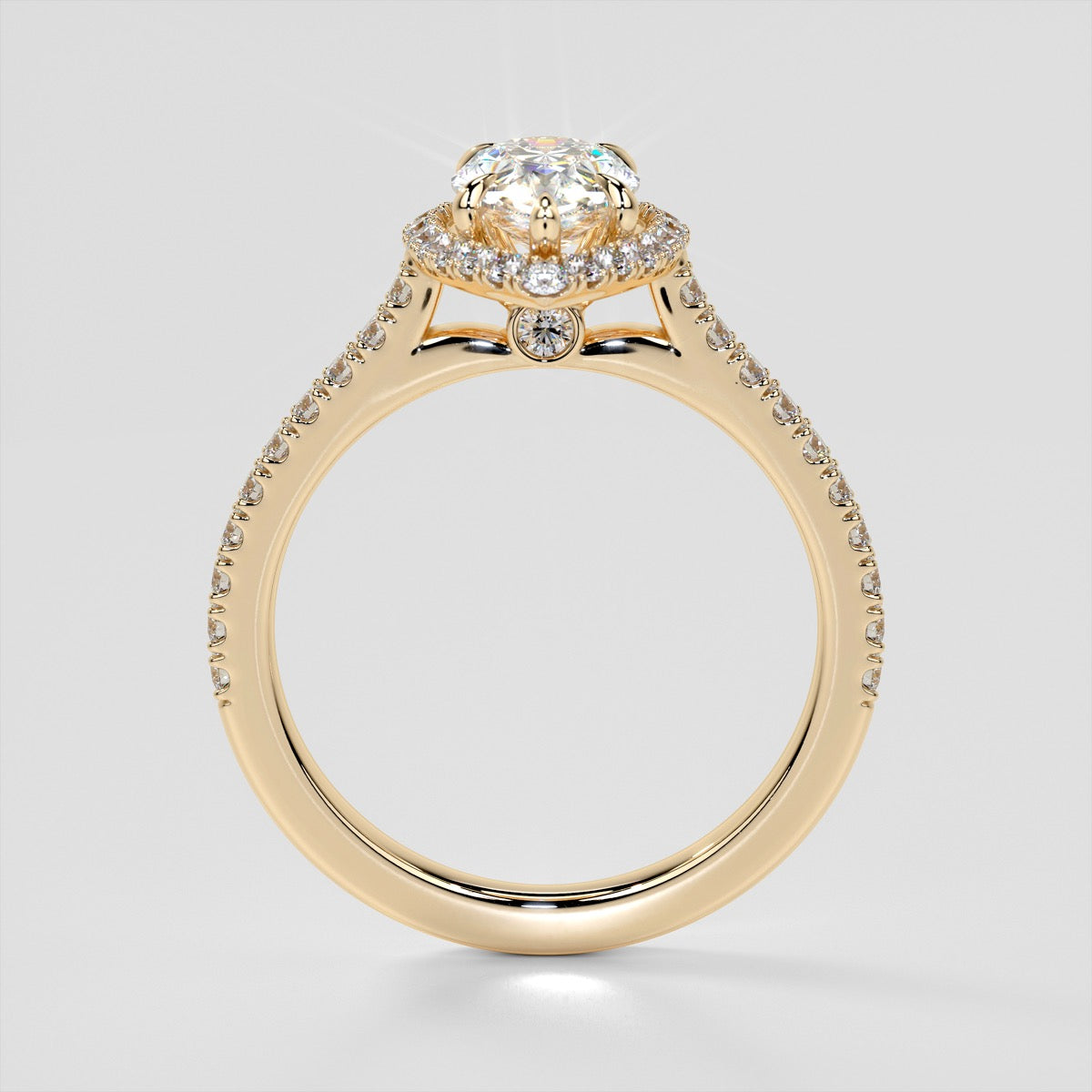1.0CT Pear Cut Lab Grown Diamond Halo Engagement Ring With Accents in 14K White Gold - VVS - F Color