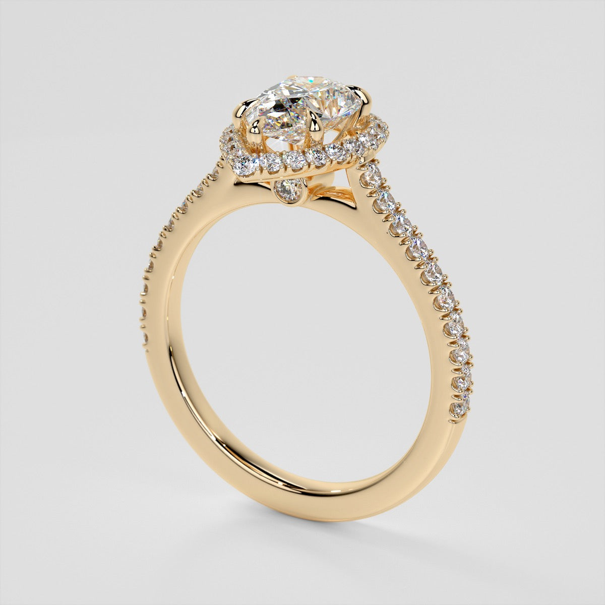 Lab Grown Diamond Pear Cut Halo Engagement Ring With Accents