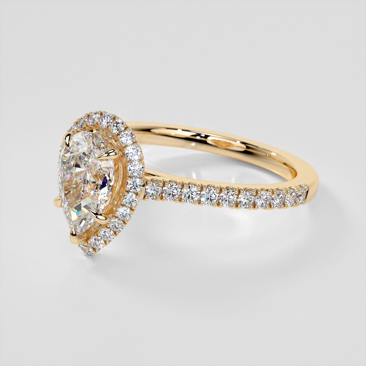 Lab Grown Diamond Pear Cut Halo Engagement Ring With Accents
