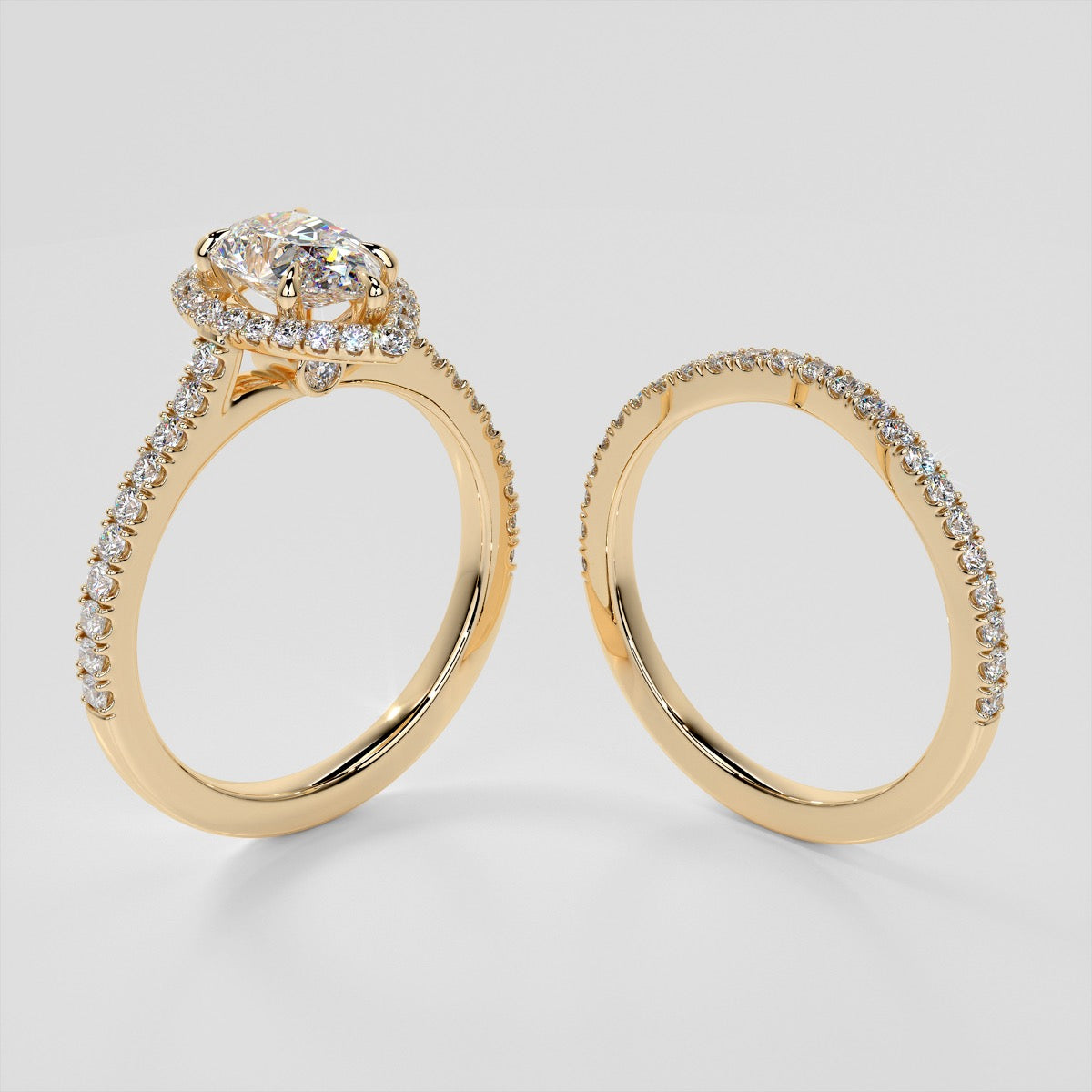 Lab Grown Diamond Pear Cut Halo Engagement Ring With Accents