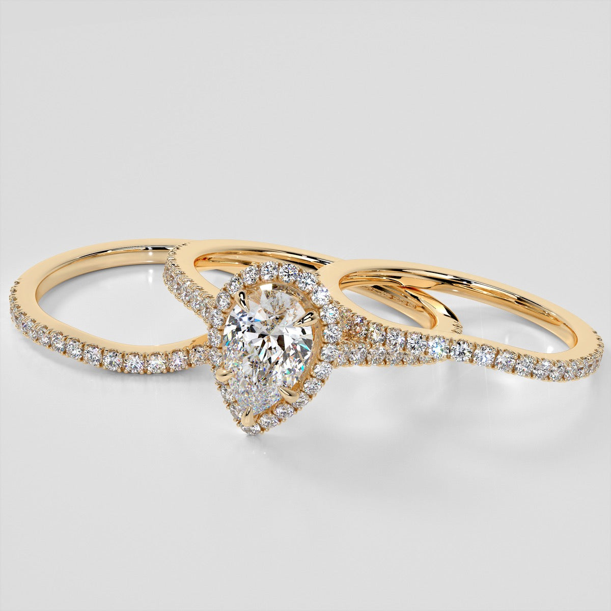 Lab Grown Diamond Pear Cut Halo Engagement Ring With Accents
