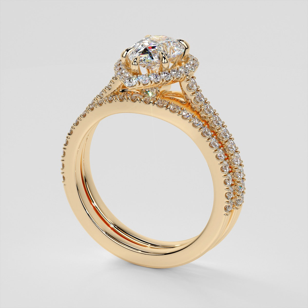 Lab Grown Diamond Pear Cut Halo Engagement Ring With Accents
