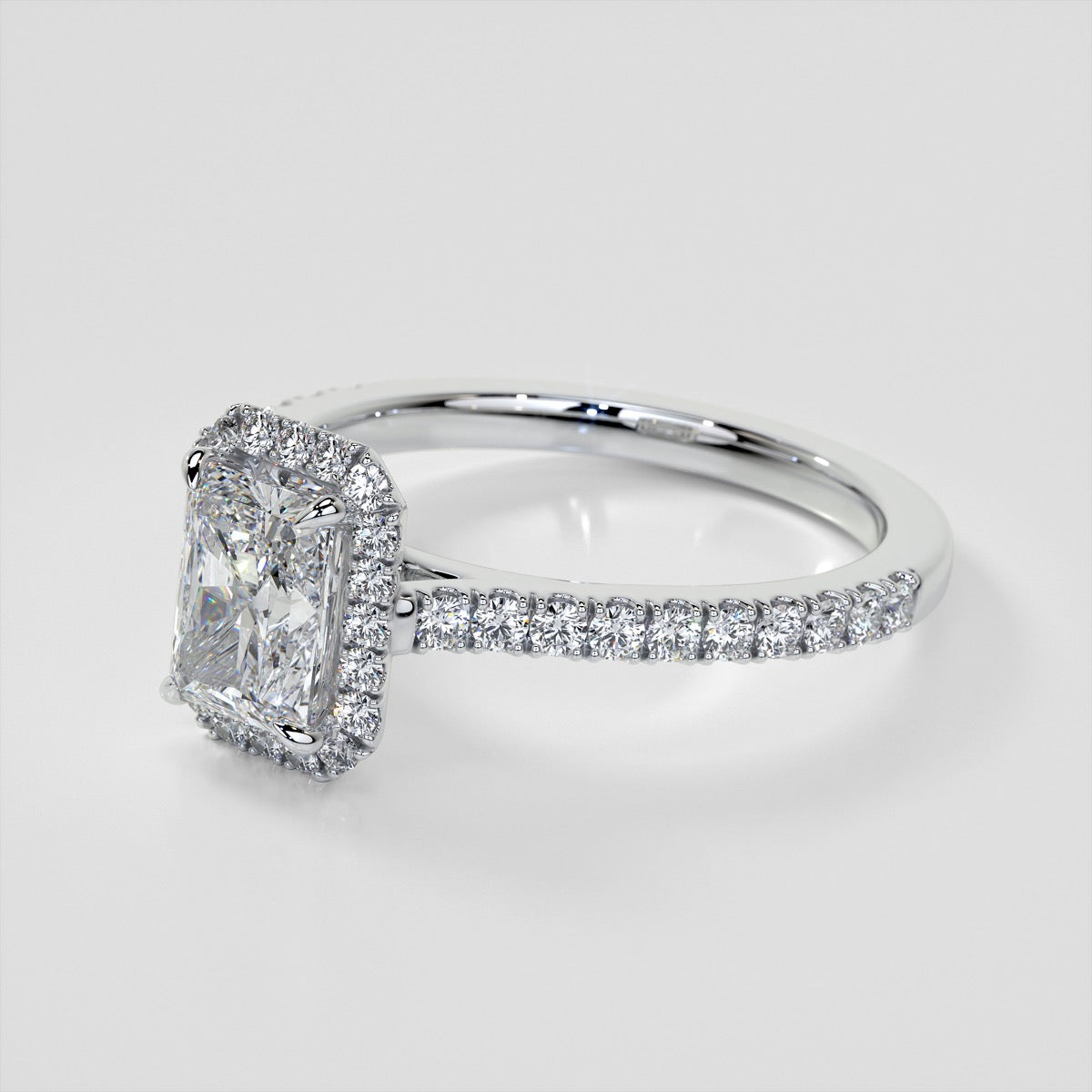 Radiant Cut Halo Wedding Set With Accents