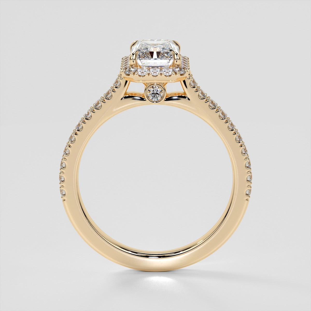 Radiant Cut Halo Wedding Set With Accents