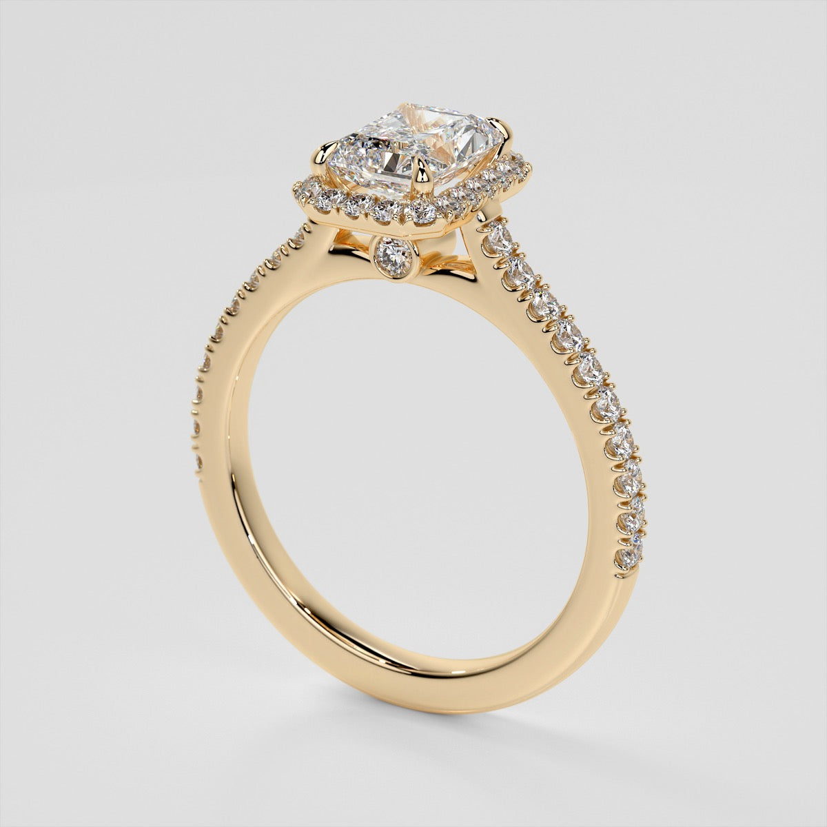 Lab Grown Diamond Radiant Cut Halo Engagement Ring With Accents