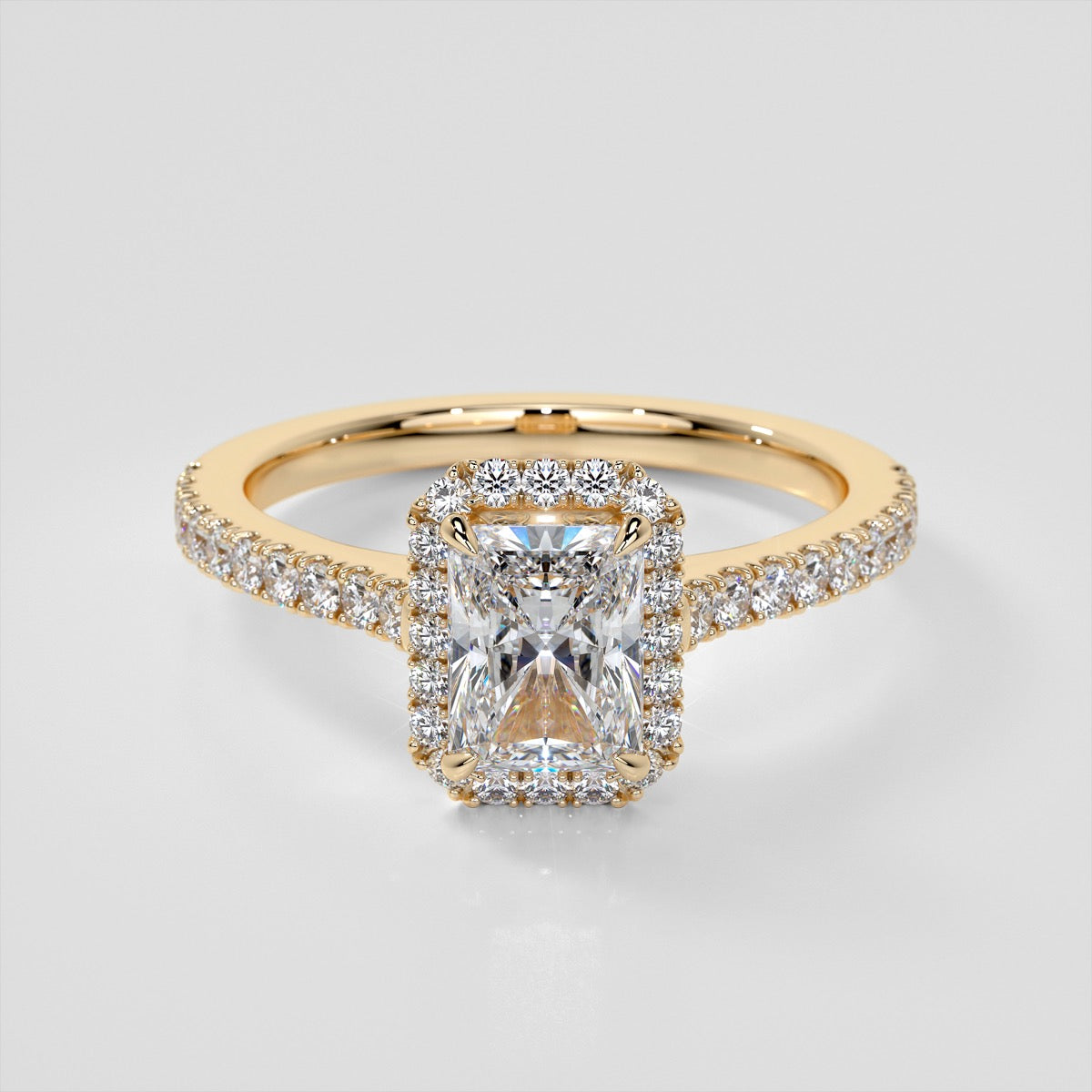 Lab Grown Diamond Radiant Cut Halo Engagement Ring With Accents