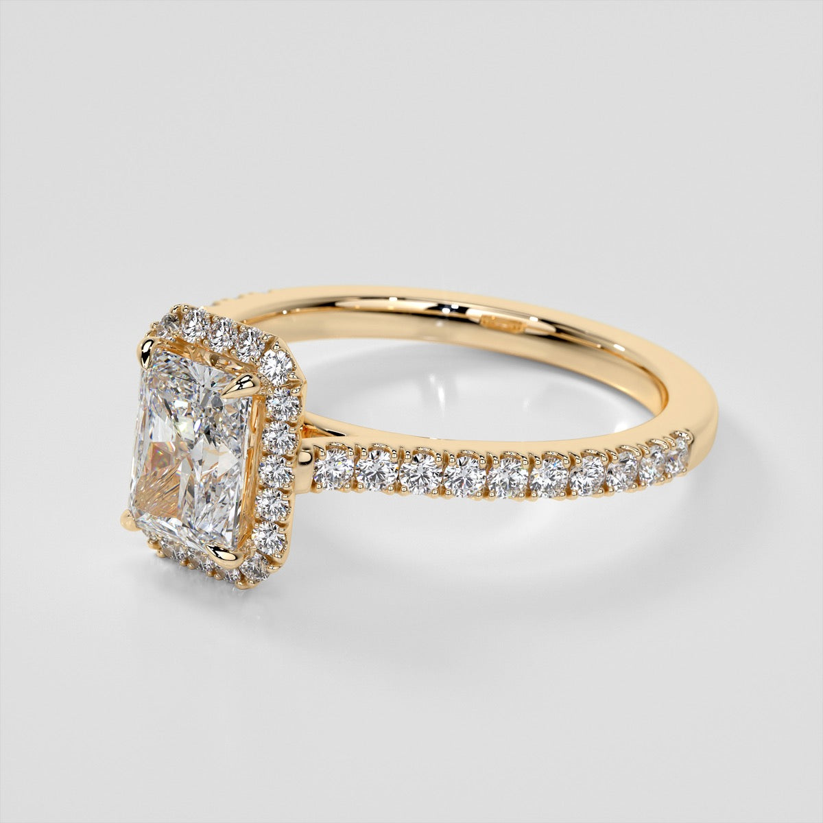 Radiant Cut Halo Wedding Set With Accents
