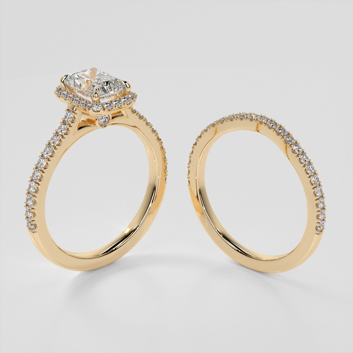 Lab Grown Diamond Radiant Cut Halo Engagement Ring With Accents