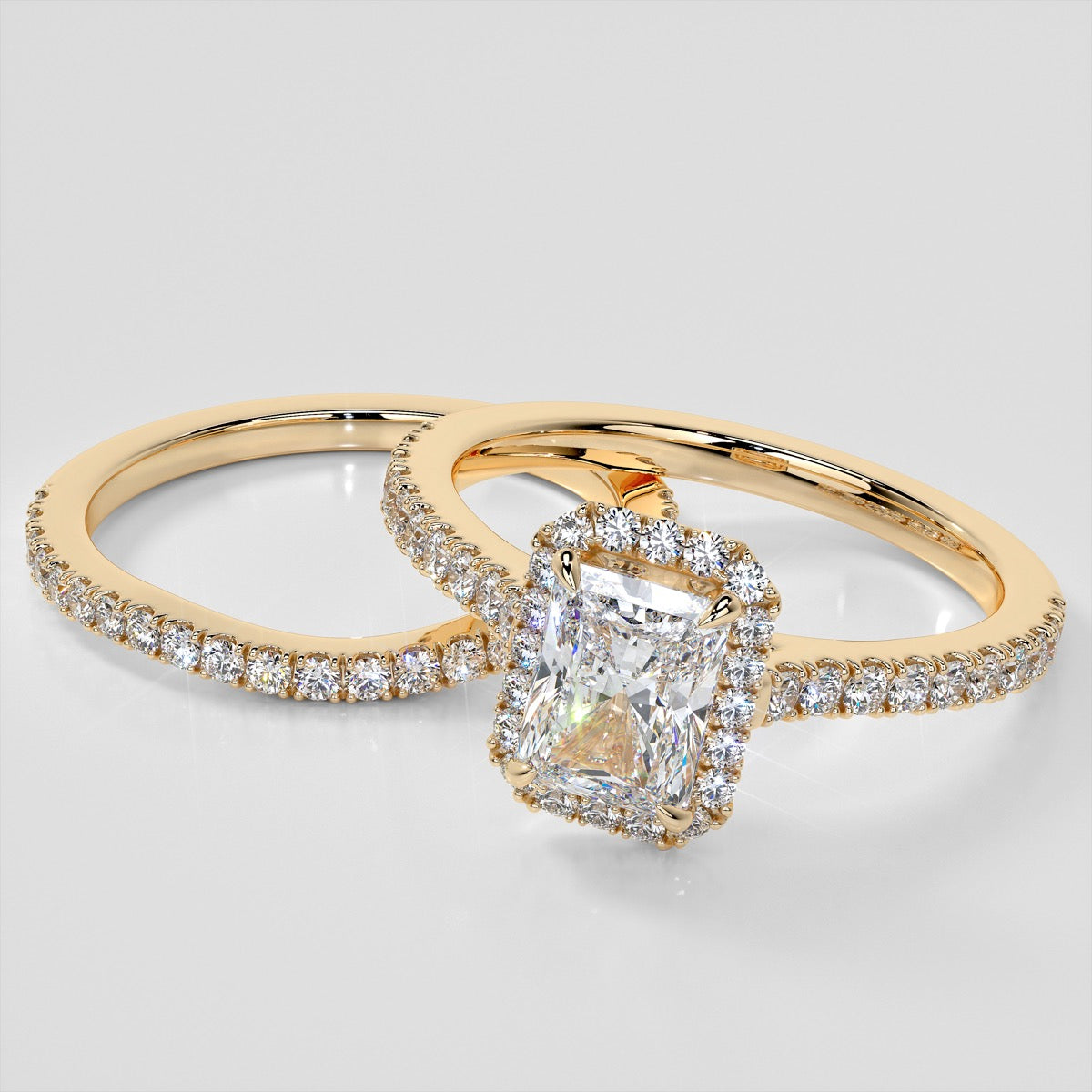 Lab Grown Diamond Radiant Cut Halo Engagement Ring With Accents