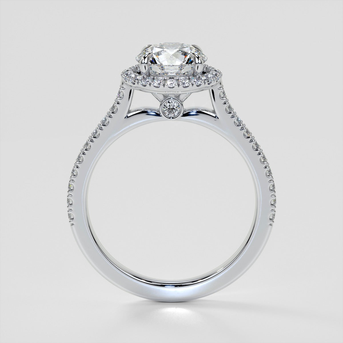 Lab Grown Diamond Round Cut Halo Engagement Ring With Accents