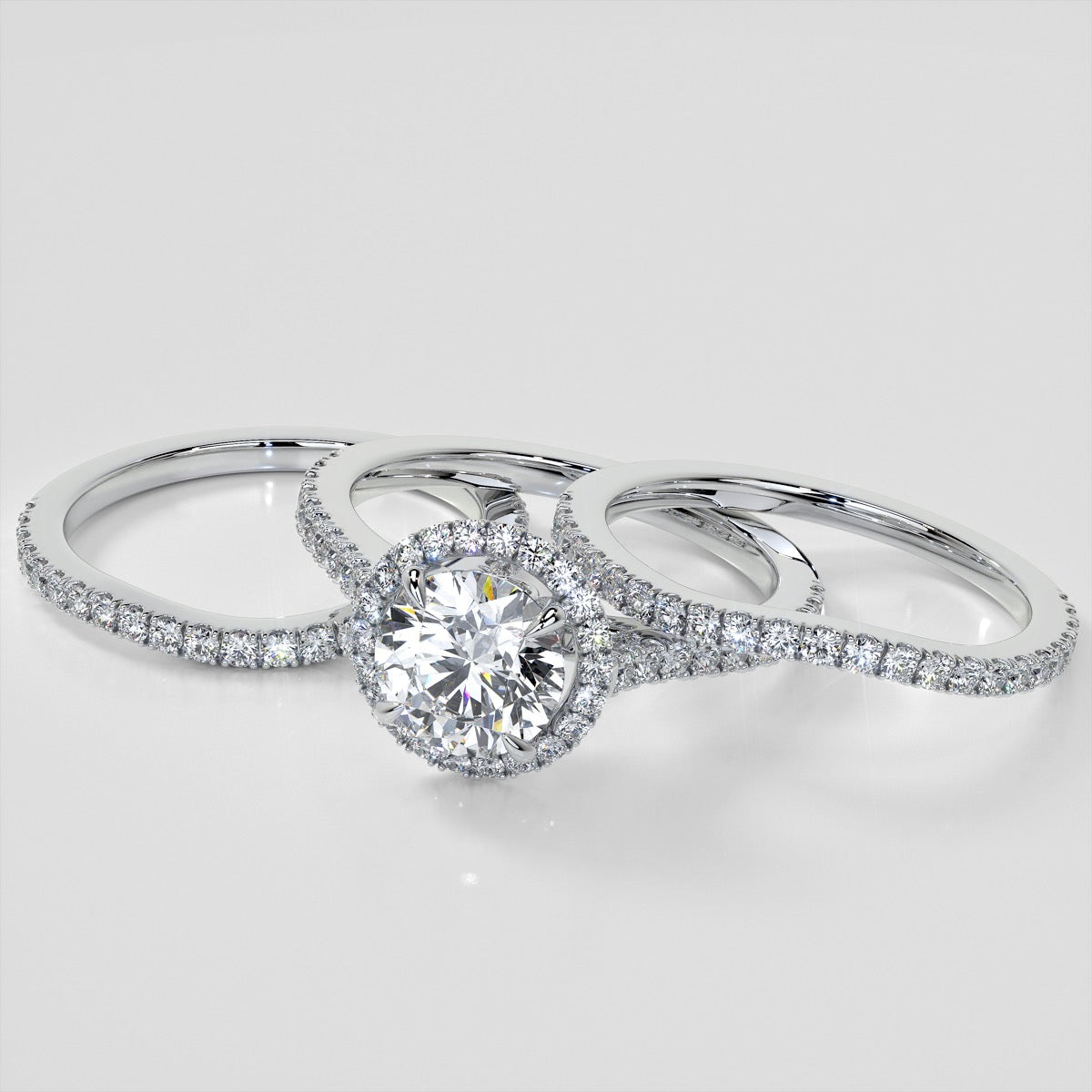Lab Grown Diamond Round Cut Halo Engagement Ring With Accents