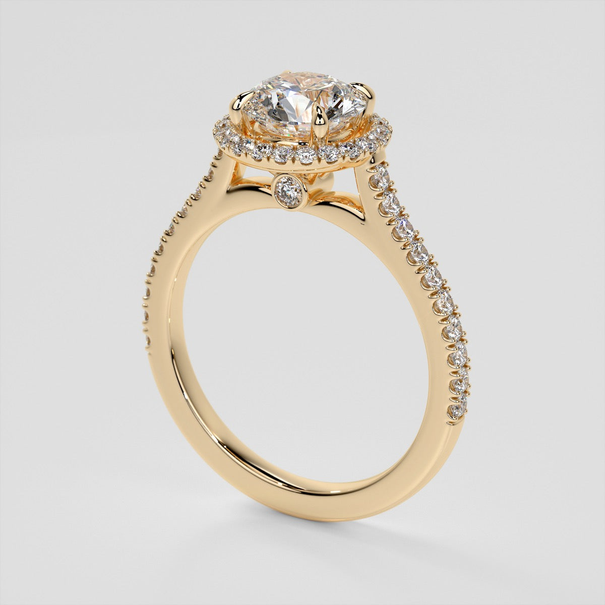 Lab Grown Diamond Round Cut Halo Engagement Ring With Accents