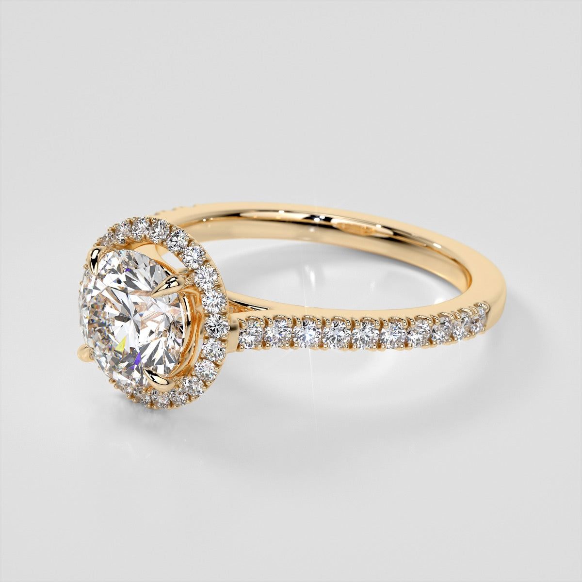 Lab Grown Diamond Round Cut Halo Engagement Ring With Accents