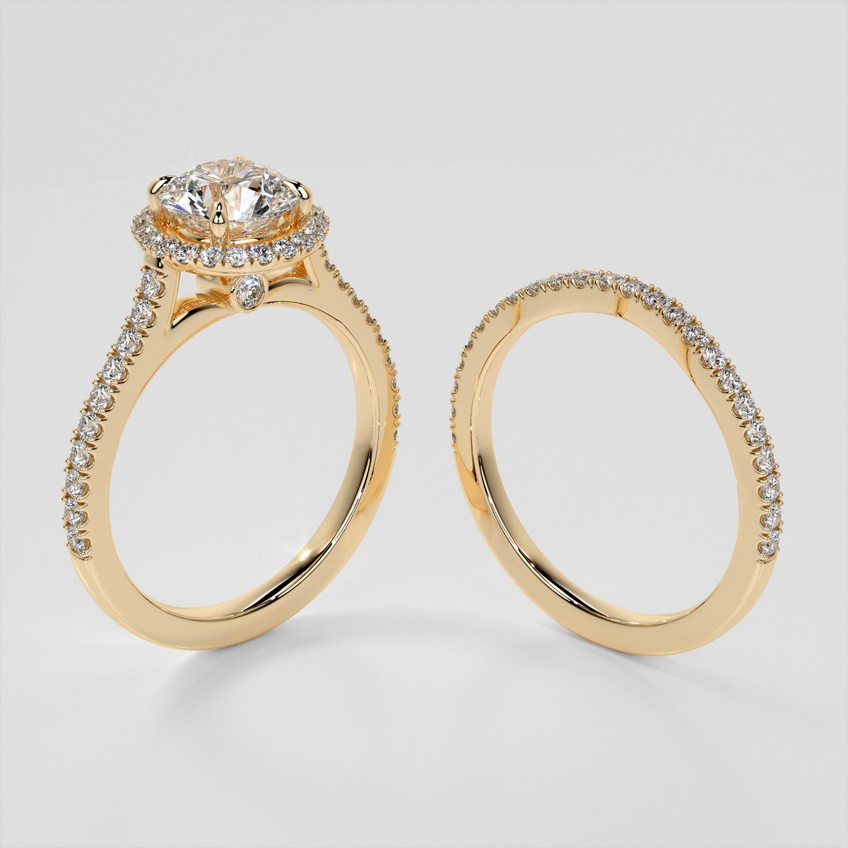 Round Cut Halo Engagement Ring With Accents
