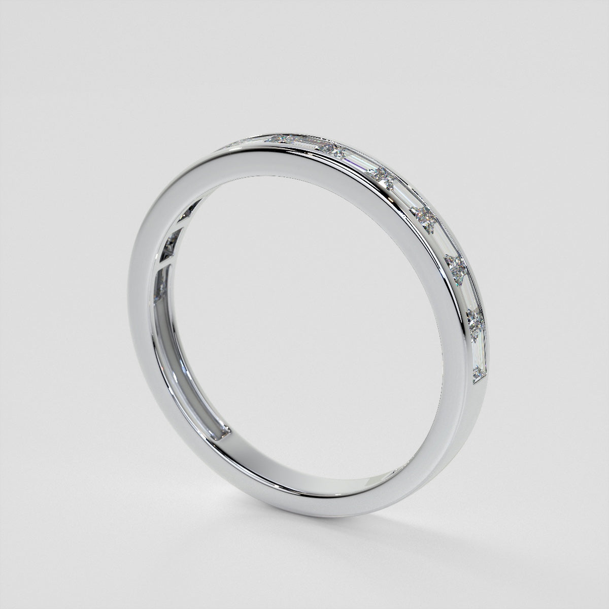 2.0CT Lab Grown Diamond Emerald Cut Channel Baguettes Engagement Ring