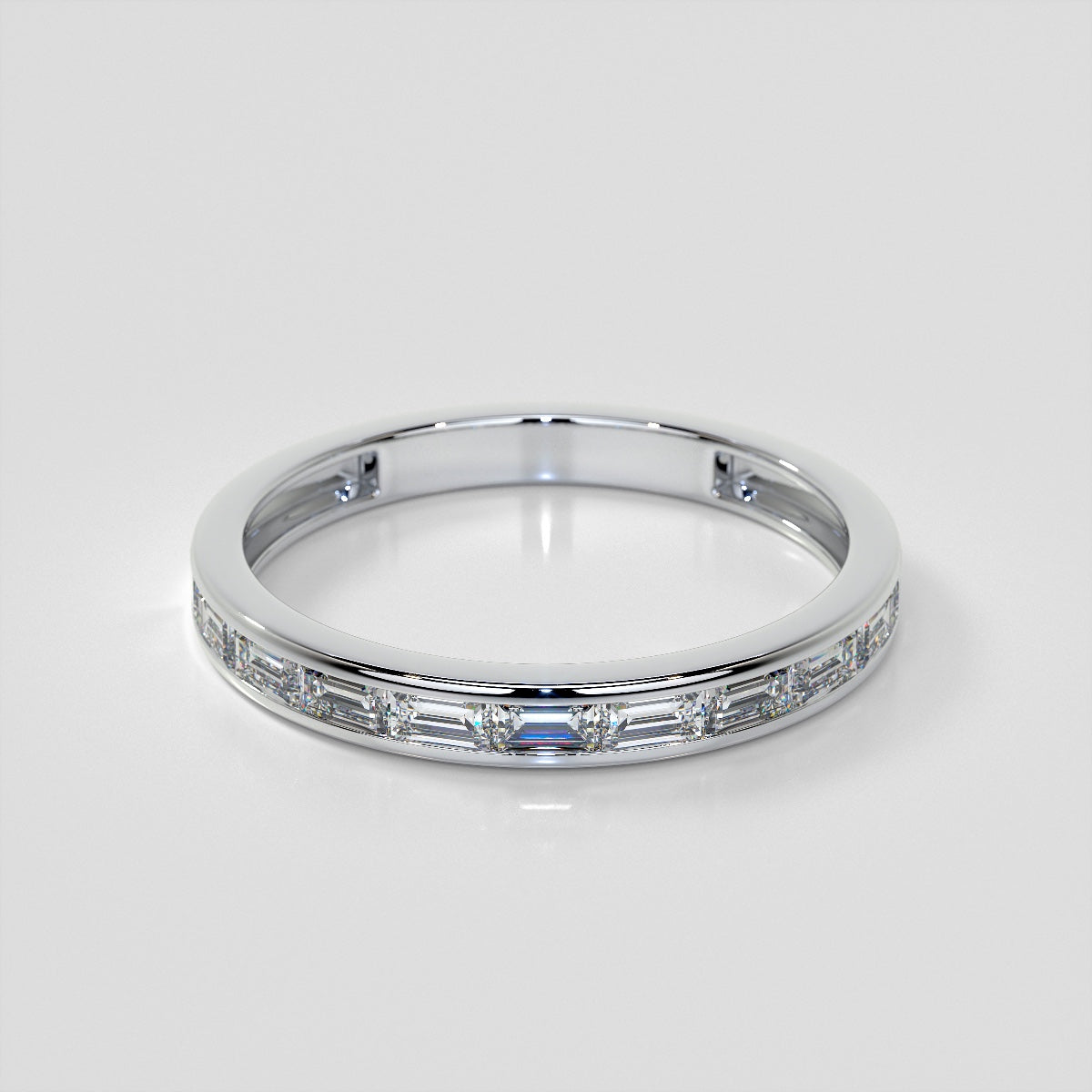 2.0CT Lab Grown Diamond Emerald Cut Channel Baguettes Engagement Ring