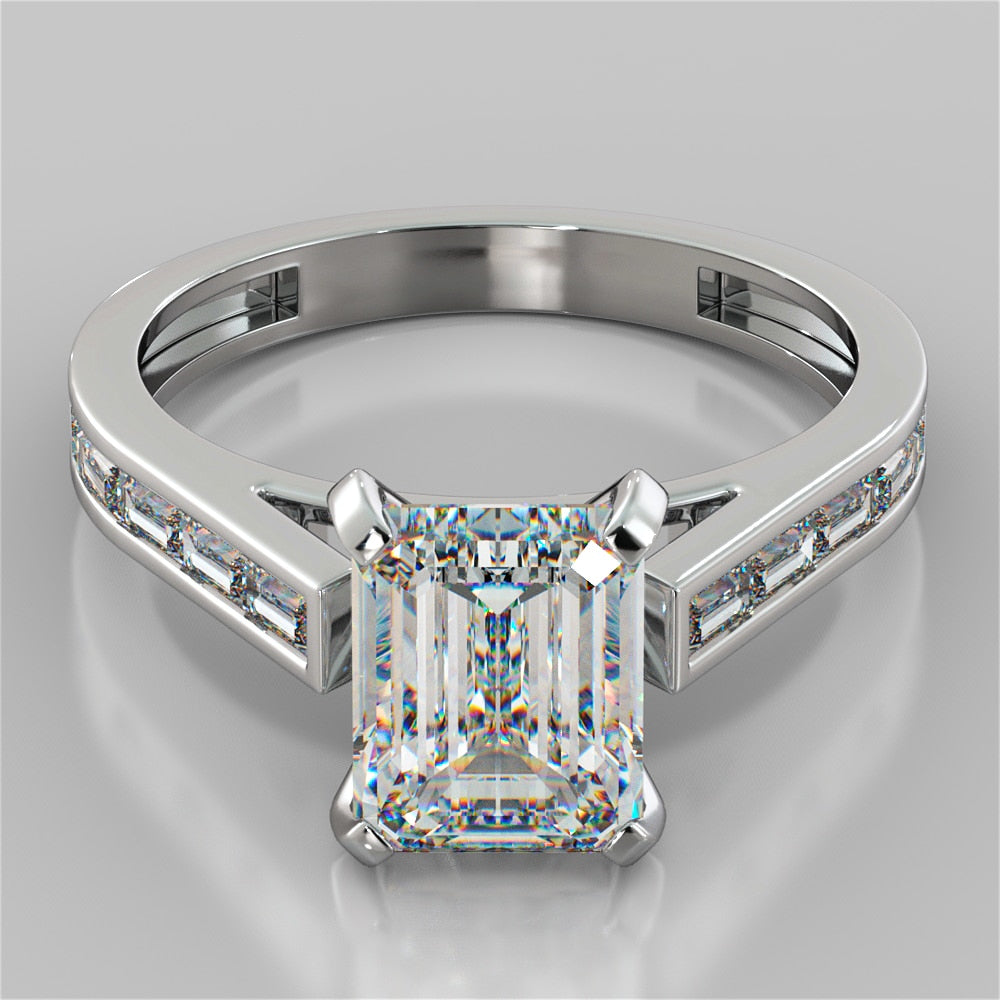 Emerald Baguettes Trio Wedding Set