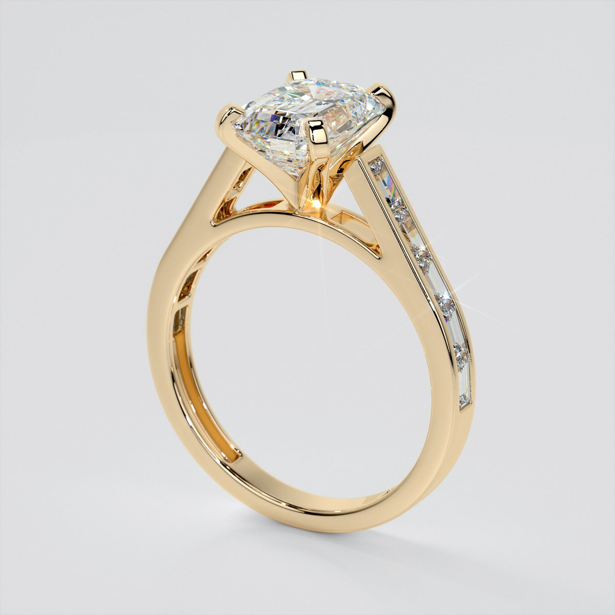 Emerald With Baguettes Engagement Ring