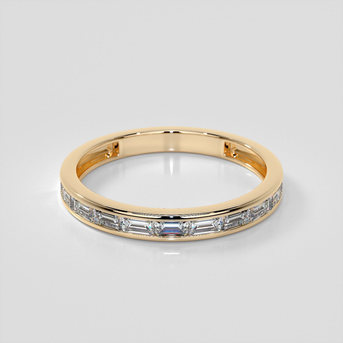 2.0CT Lab Grown Diamond Emerald Cut Channel Baguettes Engagement Ring