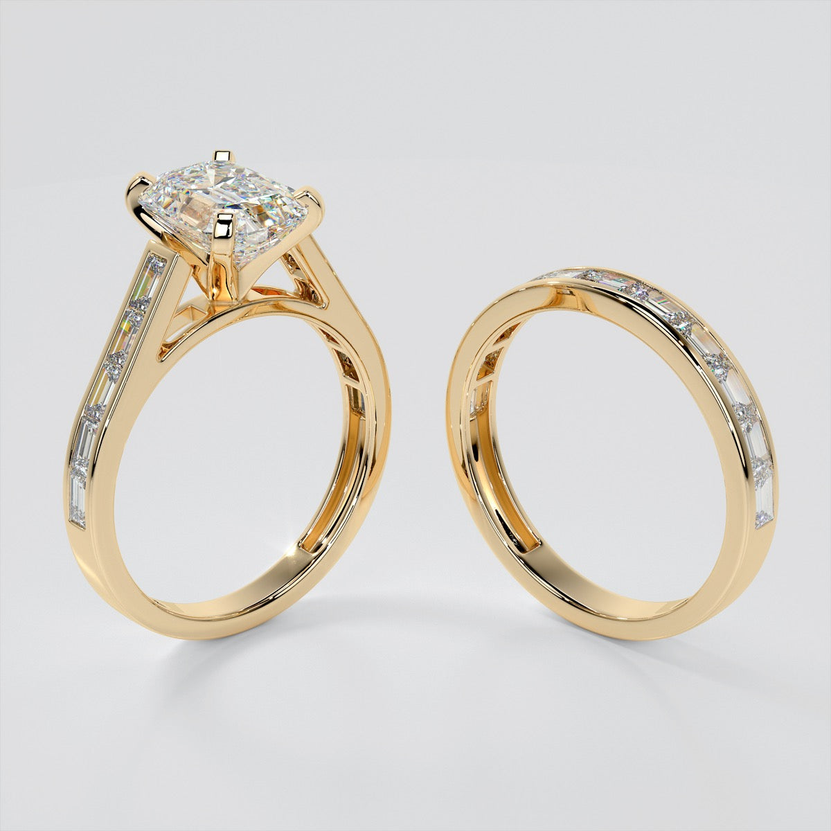 Emerald Baguettes Wedding Set