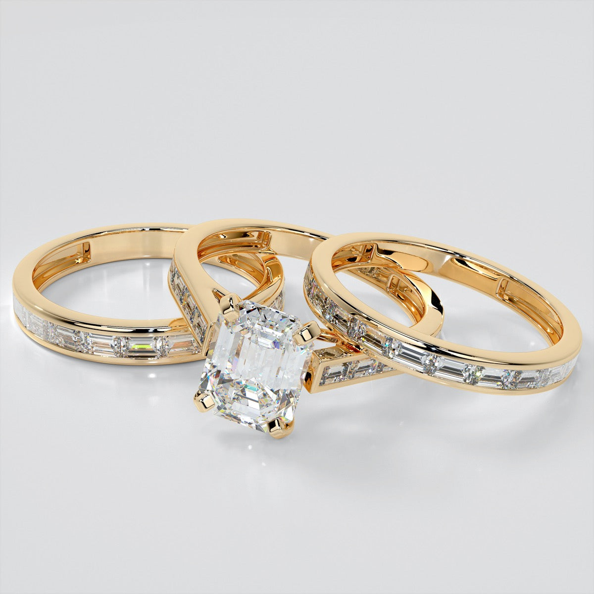 Emerald Baguettes Wedding Set
