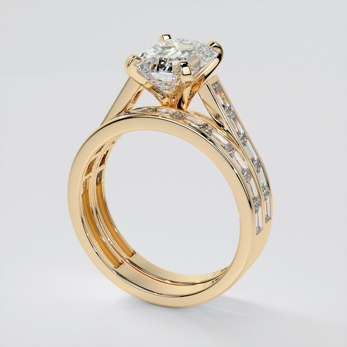 Emerald Baguettes Wedding Set