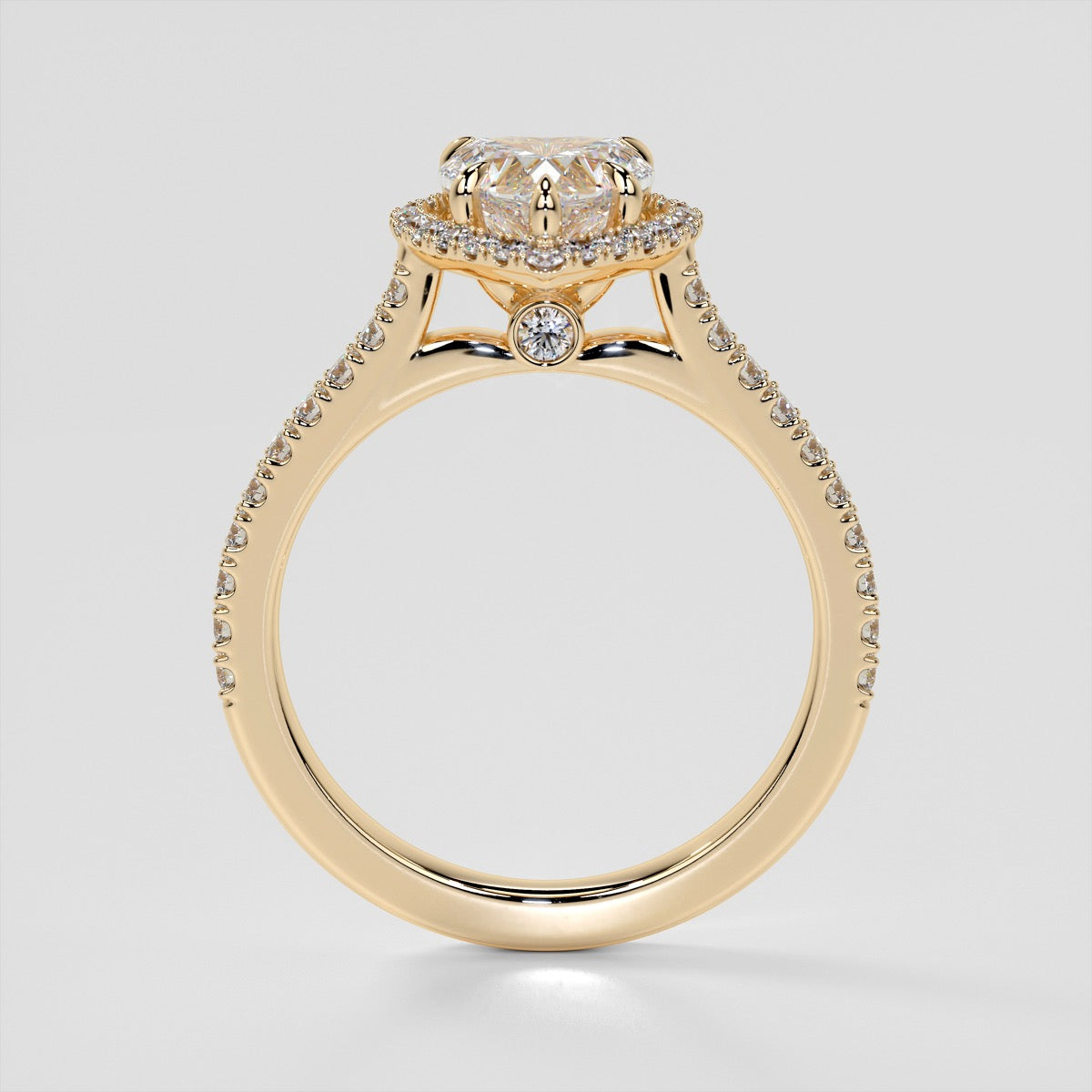 Lab Grown Diamond Heart Cut Halo Engagement Ring With Accents