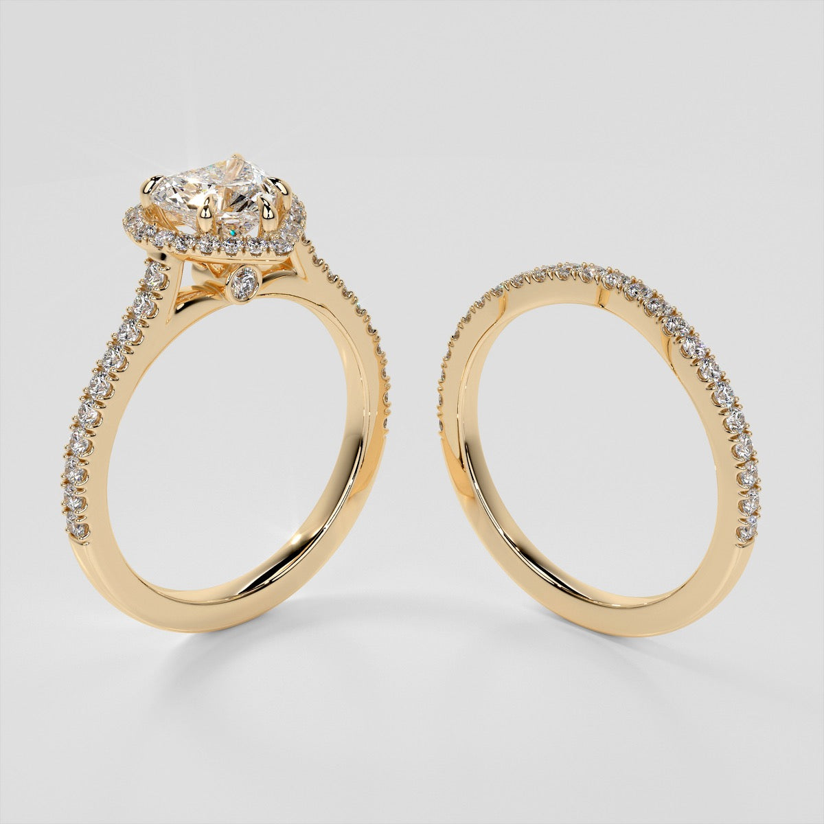 Lab Grown Diamond Heart Cut Halo Engagement Ring With Accents