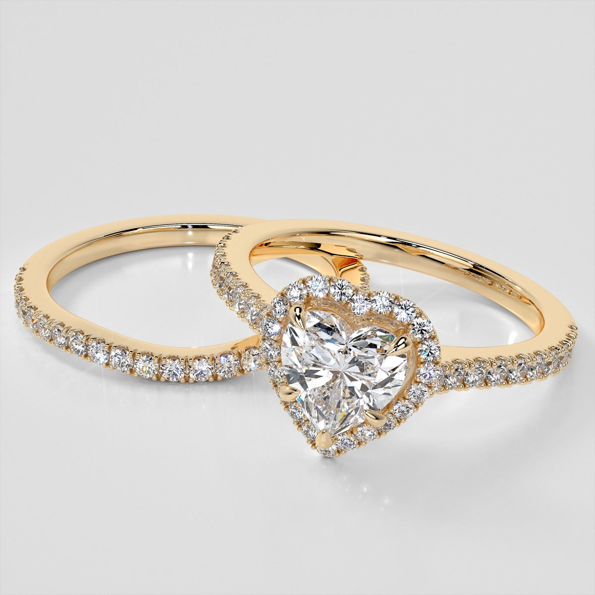 Lab Grown Diamond Heart Cut Halo Engagement Ring With Accents