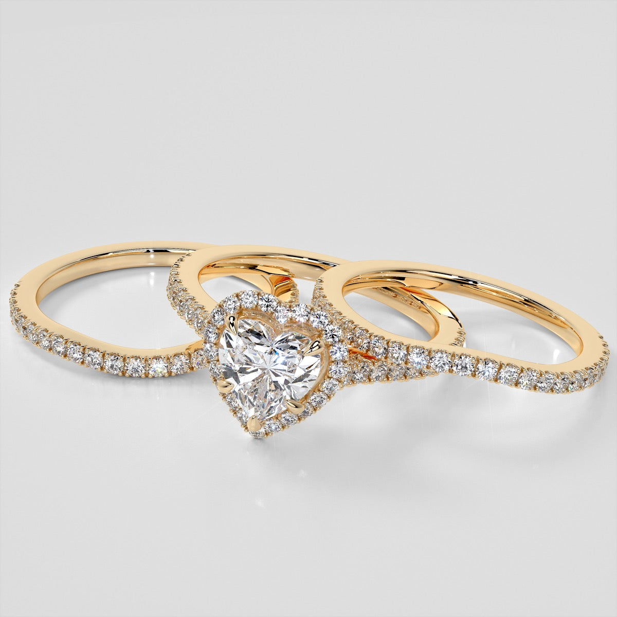 Lab Grown Diamond Heart Cut Halo Engagement Ring With Accents