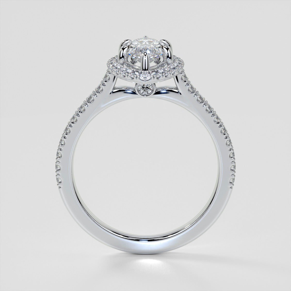 Lab grown Diamond Marquise Cut Engagement Ring With Pavé Halo