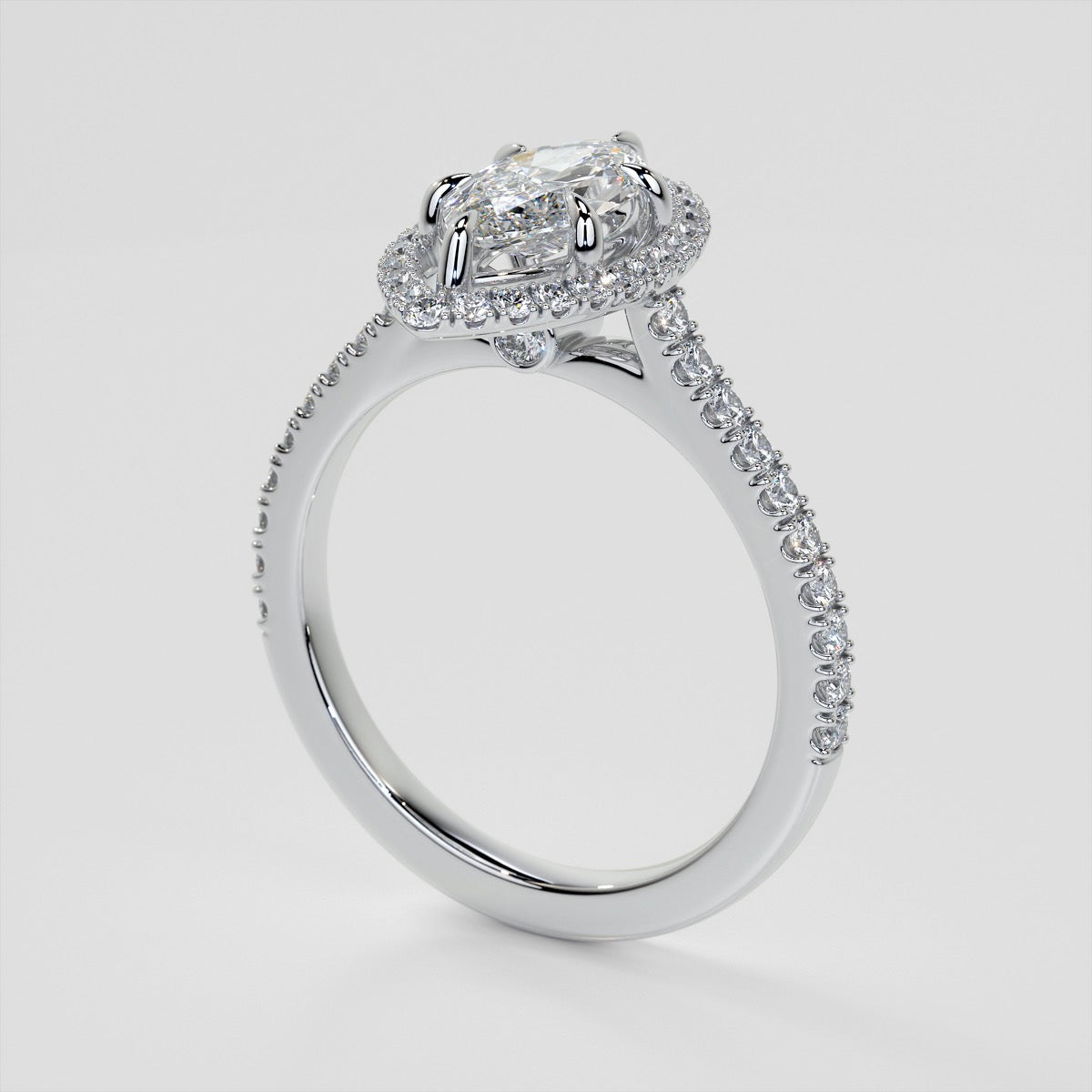 Lab grown Diamond Marquise Cut Engagement Ring With Pavé Halo