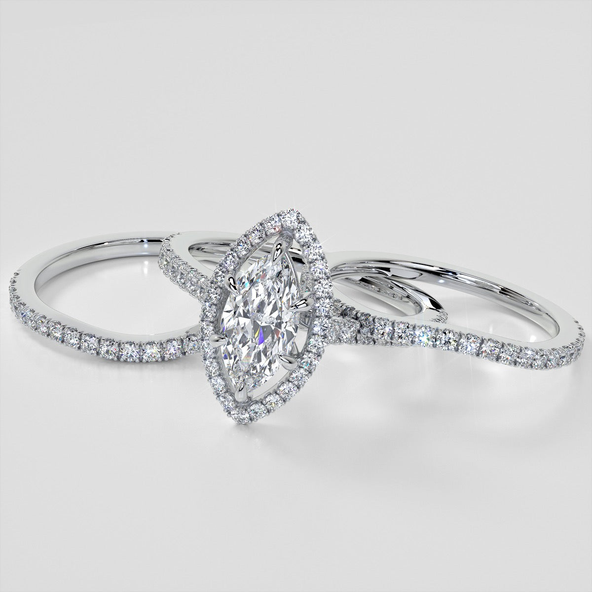 Marquise Cut Engagement Ring With Pavé Halo