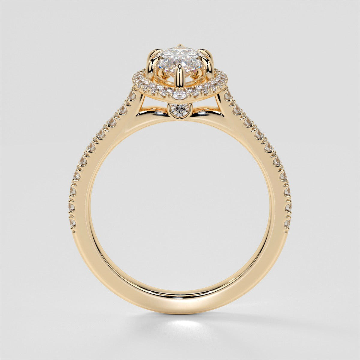 Lab grown Diamond Marquise Cut Engagement Ring With Pavé Halo