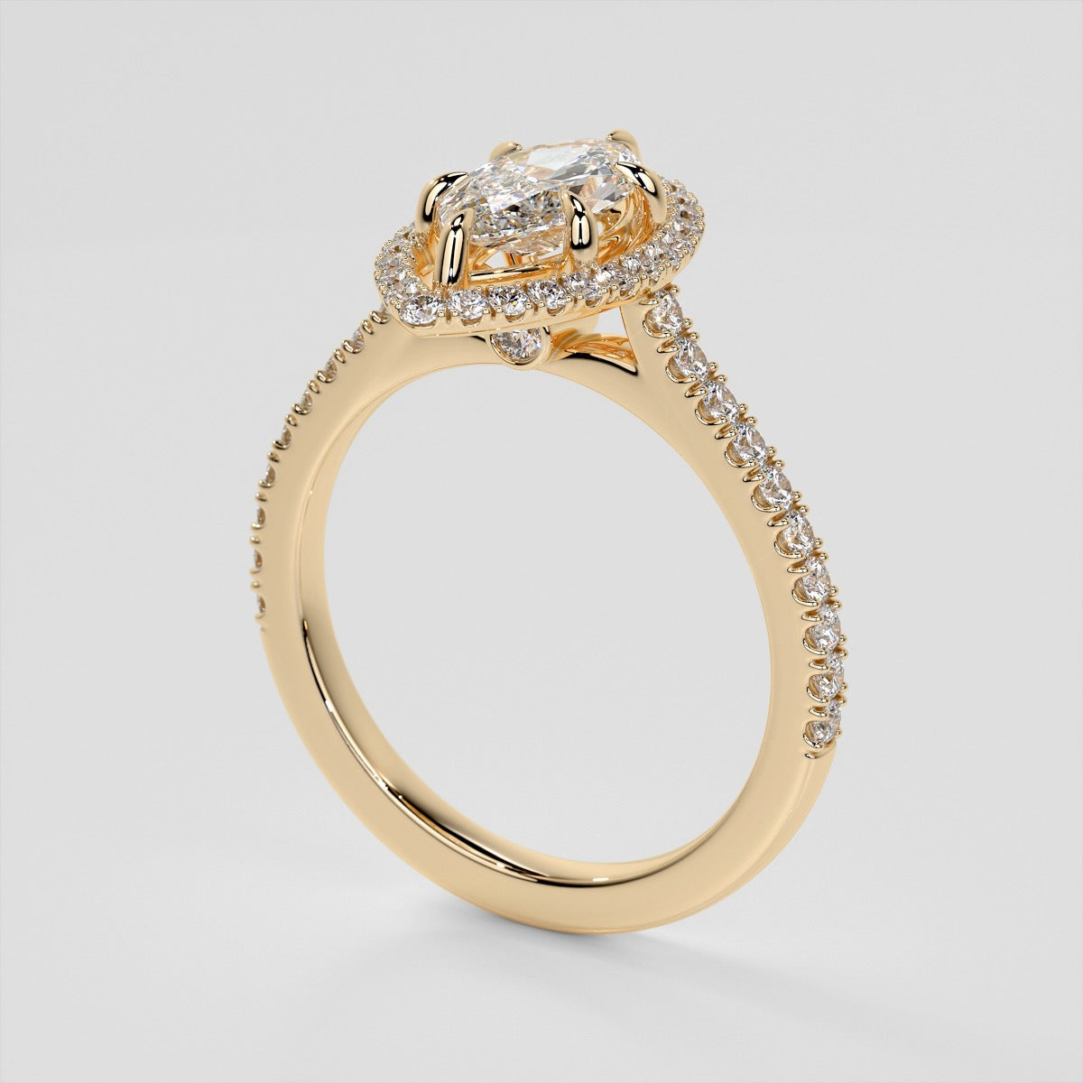 Lab grown Diamond Marquise Cut Engagement Ring With Pavé Halo
