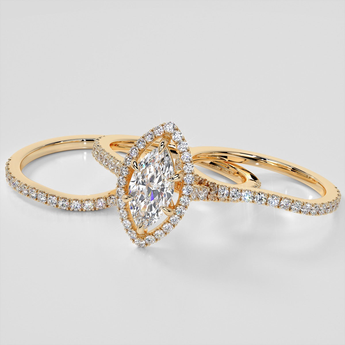 Lab grown Diamond Marquise Cut Engagement Ring With Pavé Halo
