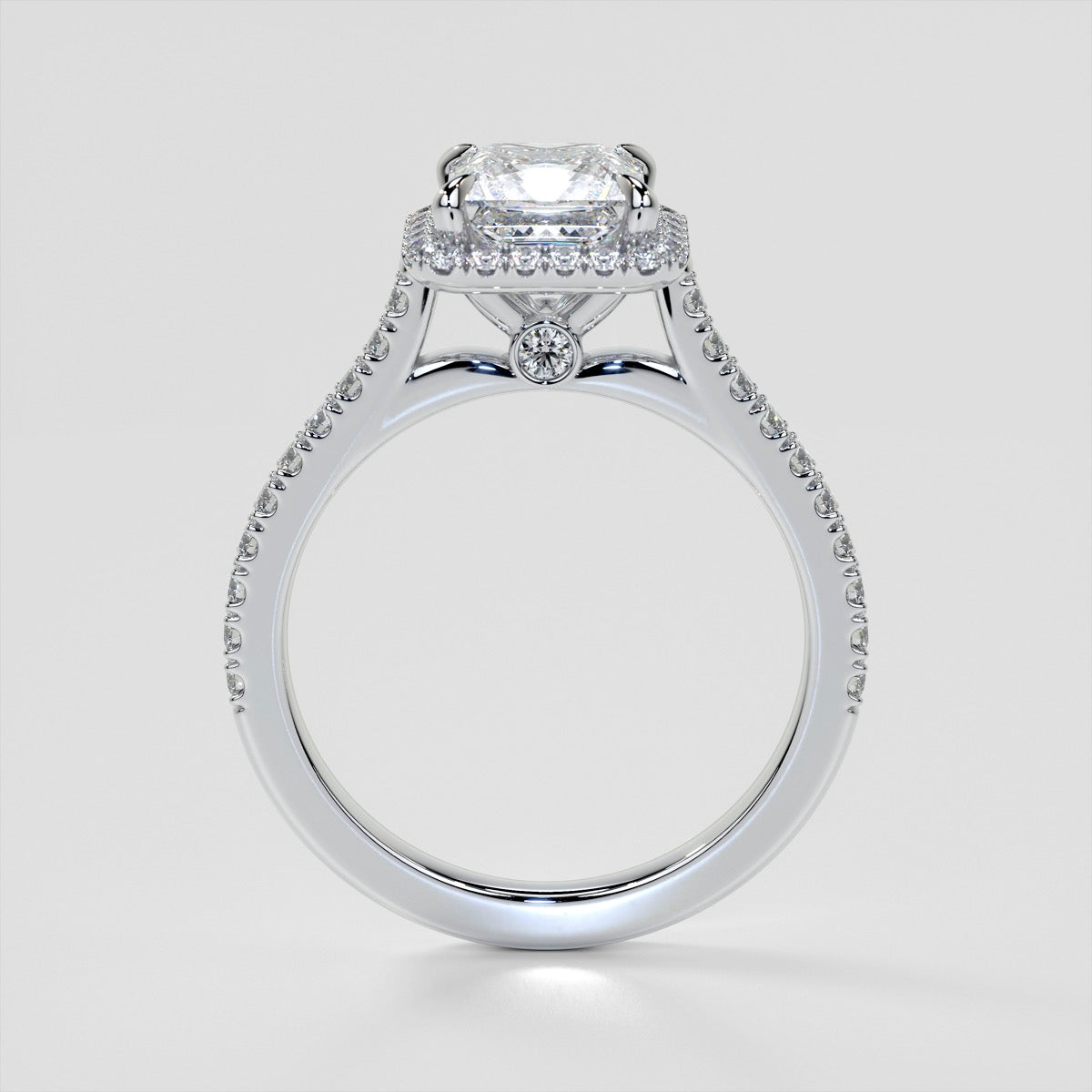 Lab Grown Diamond Princess Cut Halo Engagement Ring