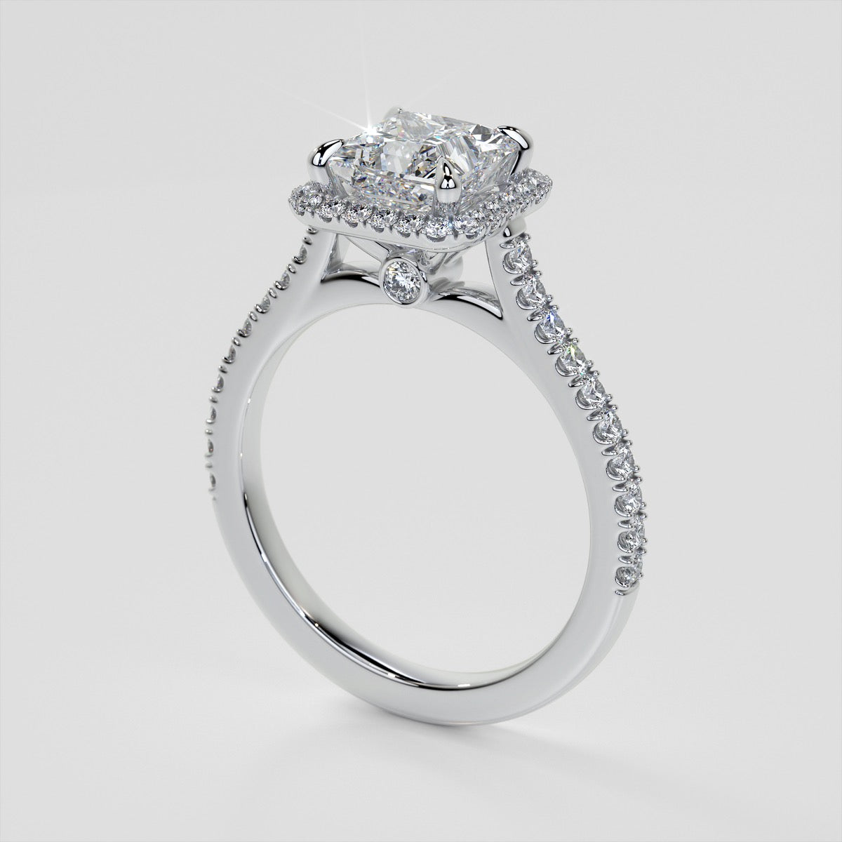 Princess Cut Halo Wedding Set With Accents